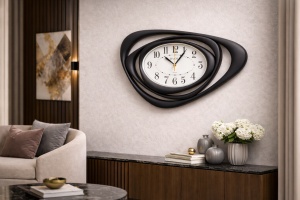 Ceas de perete modern design abstract cu cadru negru decorativ