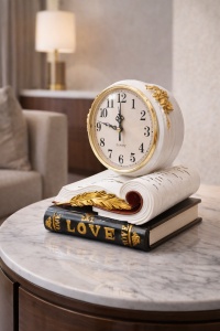 Ceas decorativ romantic cu carti si mesaj LOVE pentru casa