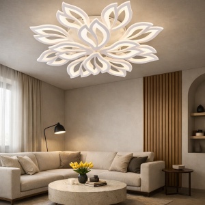 Lustră LED modernă în formă de floare cu elemente geometrice luminoase