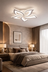 Lustră LED modernă în formă de floare cu elemente geometrice luminoase