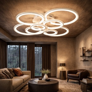 Lustră LED cu Telecomandă Design cu Inele 300W - "Toreni"