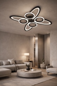 Lustra LED cu design abstract si inele luminoase