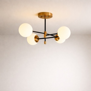 Lustră modernă cu globuri din sticlă, iluminat elegant pentru living