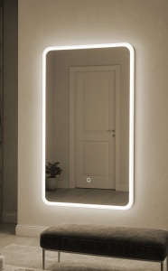 oglindă modernă de perete cu LED și 3 nuanțe de lumină