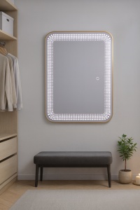 oglinda LED dreptunghiulara cu rama din aluminiu si lumina reglabila rece calda neutra