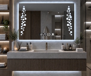 Oglinda moderna pentru baie cu LED, functii smart si senzor de miscare