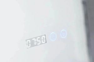 Oglinda baie dreptunghiulara cu LED, display digital si functie touch