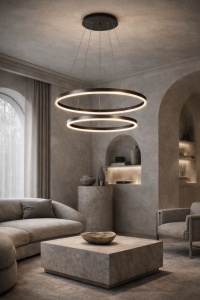Pendul LED cu 2 Cercuri Suspendate Lumină Reglabilă 3000K–6500K - "Eryndel"