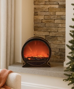 șemineu decorativ electric vintage pentru living sau dormitor