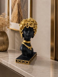 Statuetă Africană Decorativă cu Elemente Florale - "Zanoria" - Img 3