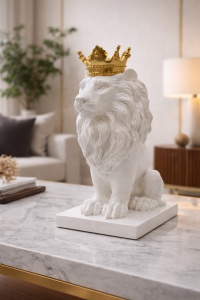 Statueta leu cu coroana decor interior stil regal