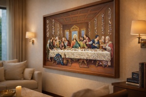 Tablou Cina cea de Taina cu Pietricele 70x50cm