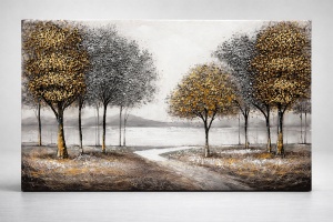 Tablou Reliefat 3D Pictat cu Peisaj Forestier