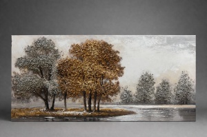 Tablou Reliefat 3D Pictat cu Peisaj Forestier 120x60cm - "Tirion"