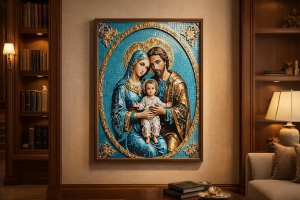 Tablou Sfânta Familie cu Pietricele 60x40cm