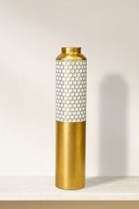 Vază decorativă metal - "Aur Hexagonal"