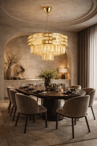 Candelabru Auriu Cristal 6 Becuri - "Brivon"