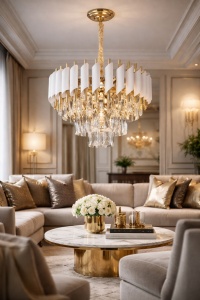 Candelabru Elegant Auriu cu Accente Albe și Cristale - "Iveror"