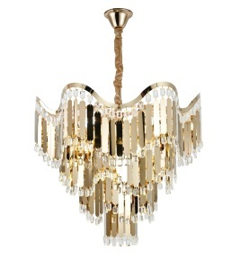 Candelabru Elegant cu Elemente Decorative Suspendate Finisaj Auriu - "Serandor" - Img 5