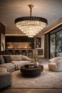 Lustra eleganta cu cristale pentru dining, stil modern luxury