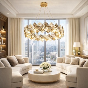 Candelabru Modern cu 8 becuri Finisaj Auriu - "Tirano"