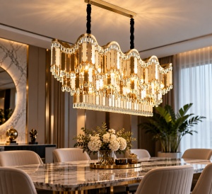 Candelabru Suspendat cu Accente Aurii și Design în Cascadă - "Sorestan" - Img 2