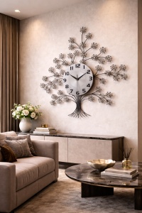 Ceas metalic de perete cu design arbore