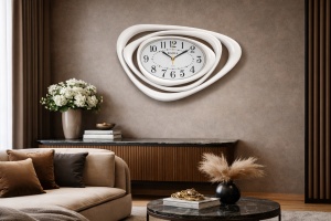 Ceas de perete modern design abstract cadru alb decorativ