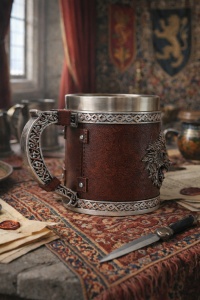 Halba decorativa cu cap de lup cana stil medieval