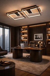 Lustra LED Design Elegant cu Imitație Lemn - "Zerium" - Img 3