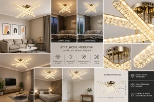 Lustra LED Design Pătrat Modern cu Lumină Reglabilă și Telecomandă - Img 2