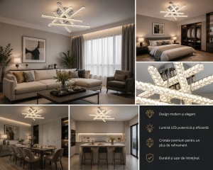Lustra LED Design Pătrat Modern cu Lumină Reglabilă și Telecomandă - "Kyron" - Img 2