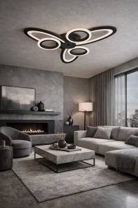 Lustra LED cu inele luminoase stil modern