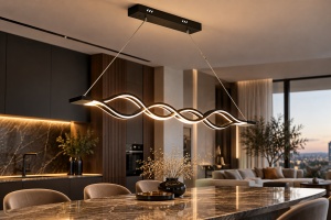 Lustră LED Suspendată cu Design Modern și Forme Ondulate - "Pendrion" - Img 2