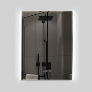 oglindă de baie modernă cu LED vertical pe laterale, design minimalist, cu funcție touch și lumină rece,calda , neutra cu dezaburire