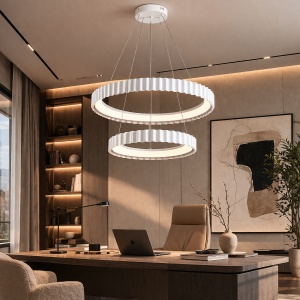 Pendul LED Dublu Alb Suspendat cu Telecomandă Design Ondulat Modern 122W - "Zinora"