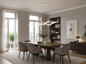 Pendul LED Suspendat Lumina Reglabita 3000–6500K Design Ondulat cu Telecomanda - "Serion" - Img 4