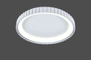 Plafonieră LED rotundă cu design modern și margini texturate, lumină caldă și uniformă