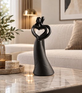 Statuetă Decorativă Cuplu cu Inimă Design Abstract - "Deviro" - Img 2