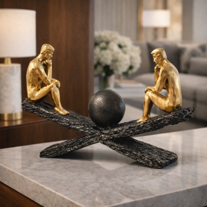 Statuetă decorativă Echilibrul dintre Două Minți, simbol al gândirii, armoniei mentale și echilibrului interior