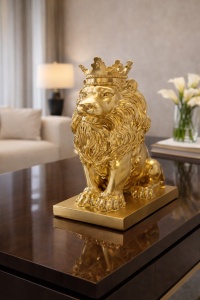 Statueta leu cu coroana decor interior stil regal