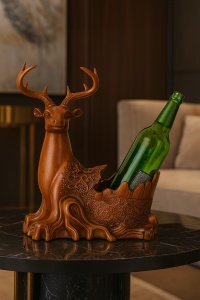 Suport de vin cerb sculptat decorativ