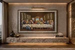 Tablou Cina cea de Taina cu Pietricele si Sclipici 92x62cm