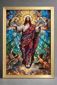 Tablou cu Iisus Hristos cu Pietricele 70x50cm - Gold