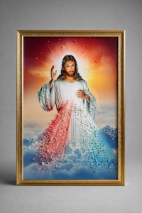 Tablou Iisus Hristos cu Pietricele 64x44cm - Gold