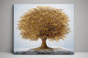Tablou Reliefat 3D Pictat cu Pomul Vietii 60x60cm - "Caelum"