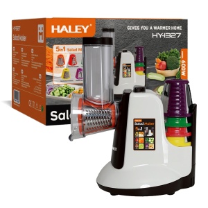 Aparat de salată electric HALEY HY-1327, 5 în 1, 600W, răzătoare și feliator multifuncțional, lame inox