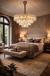 Lustră de lux cu cristale transparente, iluminat decorativ pentru living modern