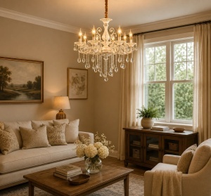 Candelabru Clasic cu Cristale Finisaj Argintiu Elegant - "Mirevian"
