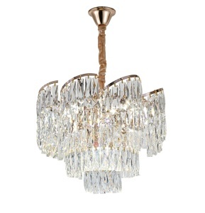 Candelabru mare cu cristale în cascadă, design luxos pentru living